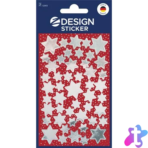 Matrica,  2 ív, 76x120 mm, AVERY ZWECKFORM, "Z-Design No.52812", ezüst csillagok