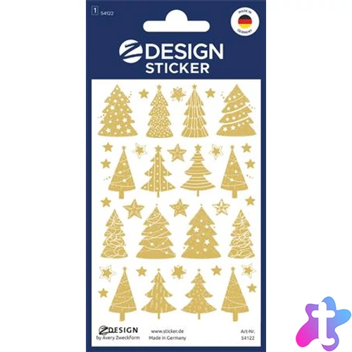 Matrica, 1 ív, 76x120 mm, AVERY ZWECKFORM, "Z-Design No.54122", karácsonyfa