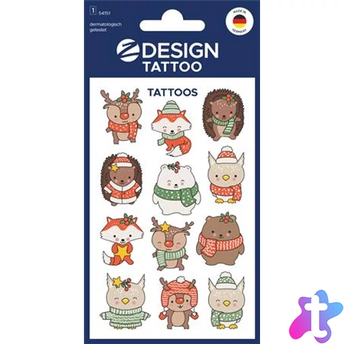 Matrica, tetoválás, 1 ív, 76x120 mm, AVERY ZWECKFORM, "Z-Design No.54151",  állatok