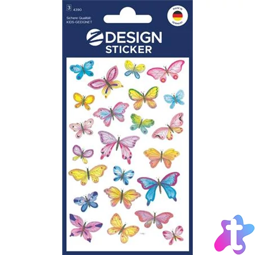 Matrica, papír, 3 ív, 76x120 mm, AVERY ZWECKFORM, "Z-Design No.4390", pillangók