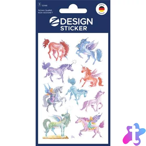 Matrica, papír, 1 ív, 76x120 mm, AVERY ZWECKFORM, "Z-Design No.53148", unikornisok