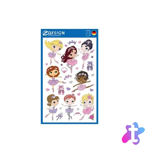 Matrica, papír, 1 ív, 76x120 mm, AVERY ZWECKFORM, "Z-Design No.53221", balerina