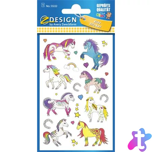 Matrica, papír, 1 ív, 76x120 mm, AVERY ZWECKFORM, "Z-Design No.53222", unikornis