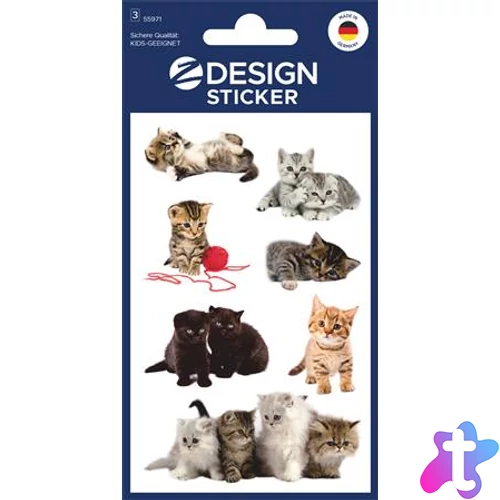 Matrica, papír,  3 ív, 76x120 mm, AVERY ZWECKFORM, "Z-Design No.55971", játékos kölyök cicák