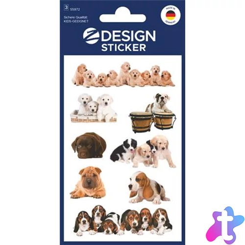 Matrica, papír,  3 ív, 76x120 mm, AVERY ZWECKFORM, "Z-Design No.55972", kölyök kutyák