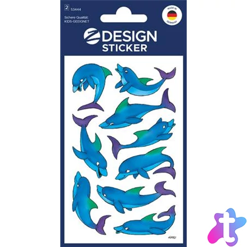 Matrica, papír, 2 ív, 76x120 mm, AVERY ZWECKFORM, "Z-Design No.53444", csillogó delfinek