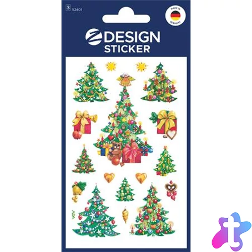 Matrica, papír,  3 ív, 76x120 mm, AVERY ZWECKFORM, "Z-Design No.52401", karácsonyfa