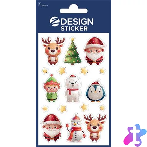 Matrica, 1 ív, 76x120 mm, AVERY ZWECKFORM, "Z-Design No.54478", karácsonyi figurák