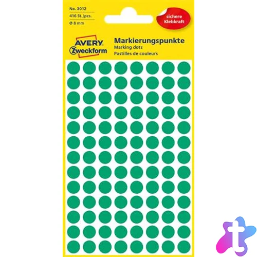 Etikett, 8 mm, kör, AVERY ZWECKFORM, zöld, 416 etikett/csomag