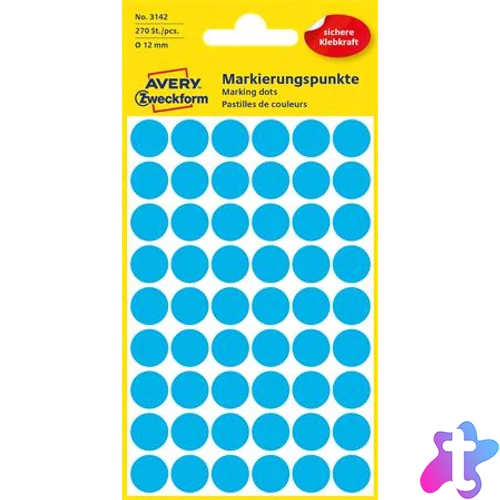 Etikett, 12 mm, kör, AVERY ZWECKFORM, kék, 270 etikett/csomag
