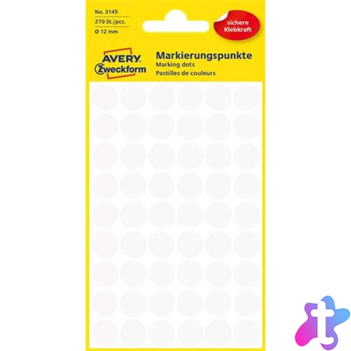 Etikett, 12 mm, kör, AVERY ZWECKFORM, fehér, 270 etikett/csomag