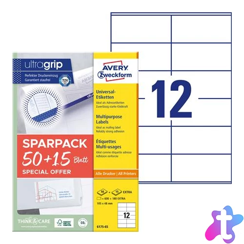 Etikett, univerzális, 105x48 mm, AVERY ZWECKFORM, "Sparpack", 780 etikett/csomag