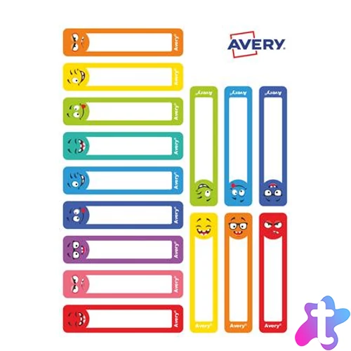 Etikett, tollcímke, 50x10 mm, kézzel írható, AVERY ZWECKFORM, vicces-színes, 30 etikett/csomag