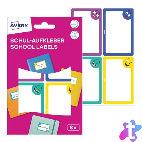 Füzetcímke, 68x46 mm, kézzel írható, AVERY ZWECKFORM, vicces, 8 címke/csomag