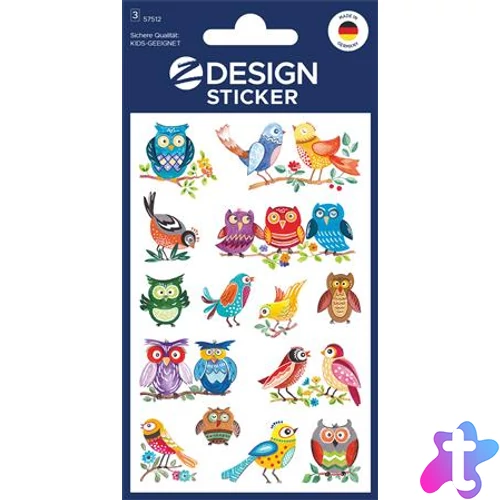 Matrica, papír, 3 ív, 76x120 mm, AVERY ZWECKFORM, "Z-Design No.57512", bagoly