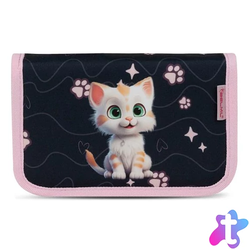Tolltartó, klapnis, cipzáras, BELMIL "Cute Kitten", fekete-rózsaszín, cica