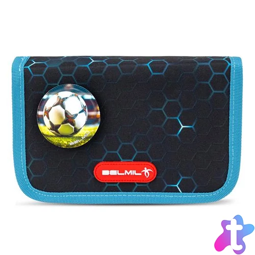 Tolltartó, klapnis, cipzáras, BELMIL "Kick the Ball", fekete- kék, foci