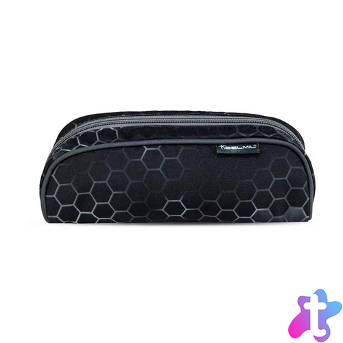 Tolltartó, henger alakú, cipzáras, BELMIL "Race it", fekete-szürke