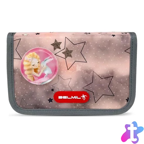 Tolltartó, klapnis, cipzáras, BELMIL "Rose Ballet", szürke-rózsaszín, balerina