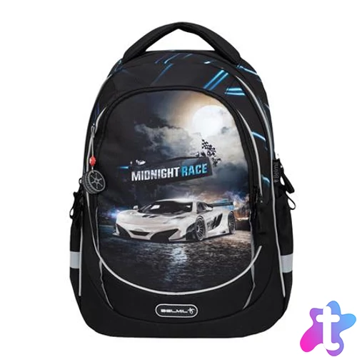 Iskolatáska, cipzáras, BELMIL "Leisure Plus Midnight Turbo", versenyautó