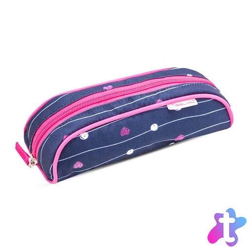 Tolltartó, henger alakú, cippzáras, BELMIL "Simple Hearts", rózsaszín szív