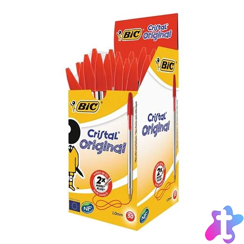 Golyóstoll, 0,32 mm, kupakos, BIC "Cristal Original", piros