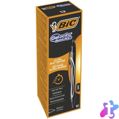Zseléstoll, 0,3 mm, nyomógombos, BIC "Gel-ocity Quick Dry", fekete