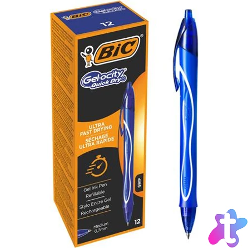 Zseléstoll, 0,3 mm, nyomógombos, BIC "Gel-ocity Quick Dry", kék