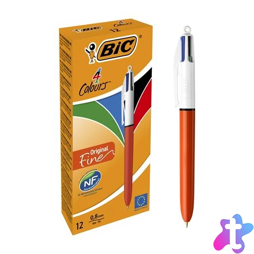 Golyóstoll, 0,3 mm, nyomógombos, négyszínű, BIC "4 Colours Fine"
