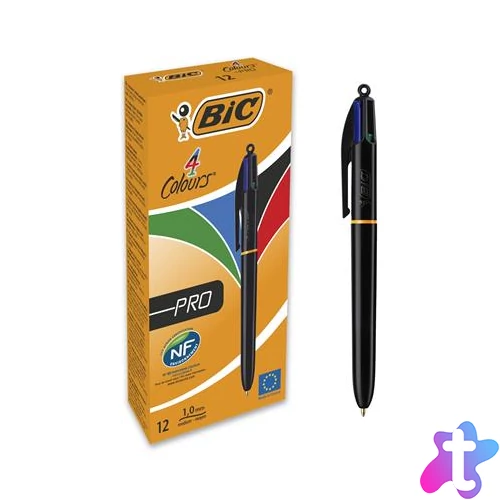Golyóstoll, 0,32 mm, nyomógombos, négyszínű, BIC "4 Colours Pro"