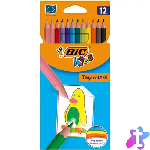 Színes ceruza készlet, BIC KIDS "Tropicolors", 12 különböző szín