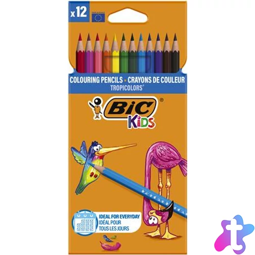 Színes ceruza készlet, BIC KIDS "Tropicolors", 12 különböző szín