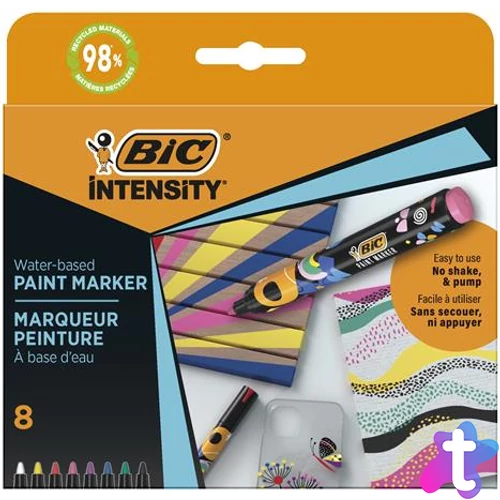 Dekormarker készlet, 1,5 - 2,3 mm, BIC "Paint marker", 8 különböző élénk szín