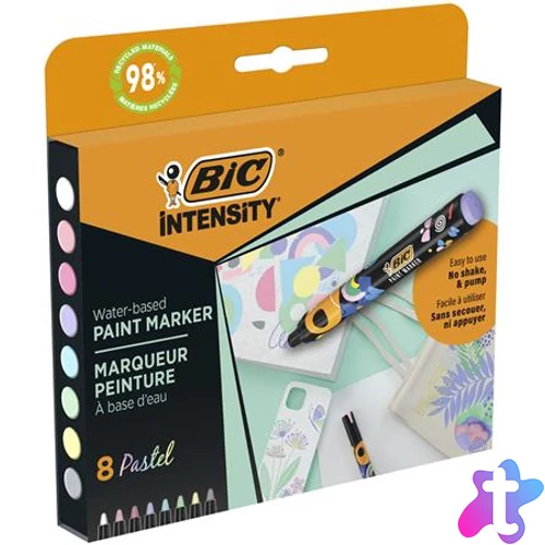 Dekormarker készlet, 1,5 - 2,3 mm, BIC "Paint marker", 8 különböző pasztell szín