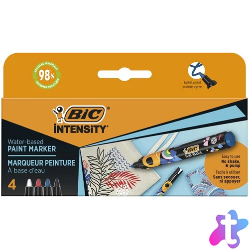 Dekormarker készlet, 1,5 - 2,3 mm, BIC "Paint marker", 4 különböző élénk szín