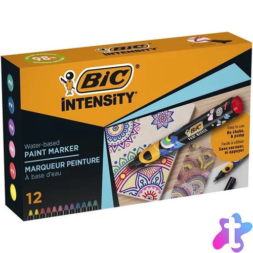 Dekormarker készlet, 1,5 - 2,3 mm, BIC "Paint marker", 12 különböző élénk szín