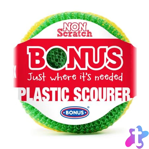 Műanyag súroló, 3 db, BONUS, vegyes színek