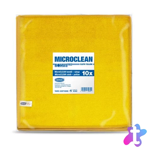 Törlőkendő, mikroszálas, univerzális, 10 db, 32x32 cm, BONUS "MicroCLEAN", sárga