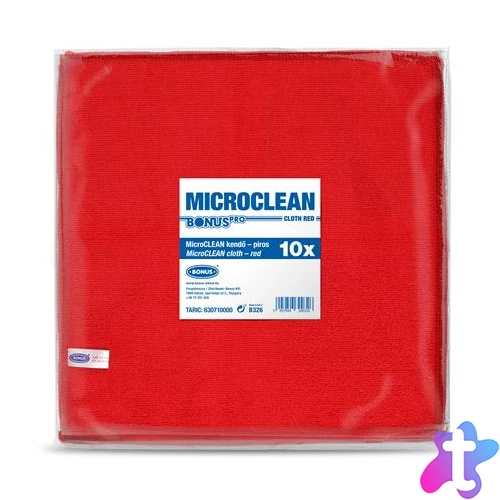 Törlőkendő, mikroszálas, univerzális, 10 db, 32x32 cm, BONUS "MicroCLEAN", piros
