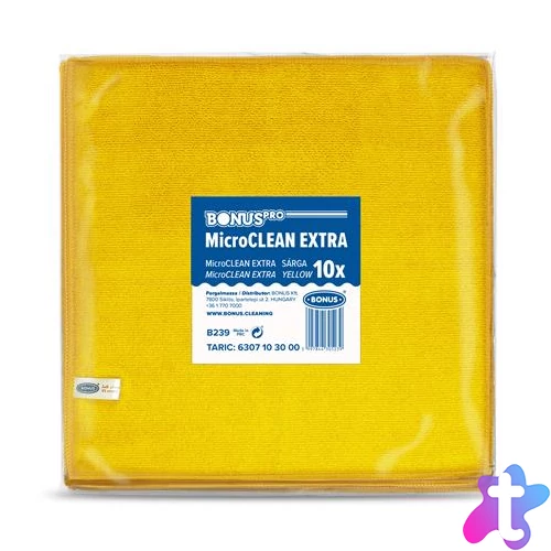 Törlőkendő, mikroszálas, univerzális, 10 db, 40x40 cm, BONUS "MicroCLEAN Extra", sárga
