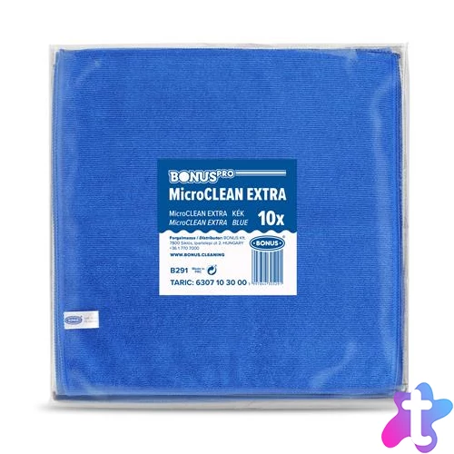 Törlőkendő, mikroszálas, univerzális, 10 db, 40x40 cm, BONUS "MicroCLEAN Extra", kék