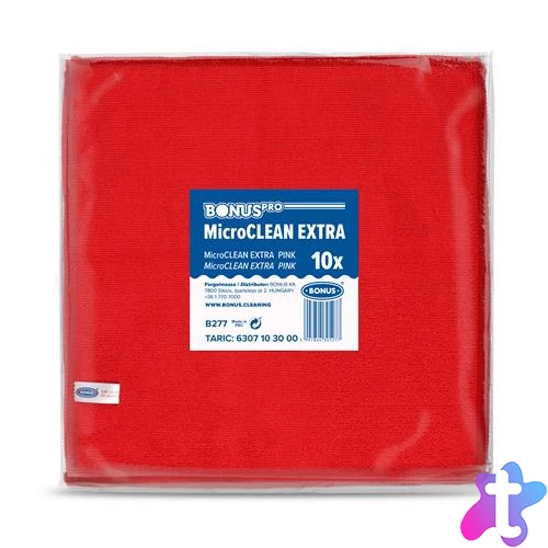 Törlőkendő, mikroszálas, univerzális, 10 db, 40x40 cm, BONUS "MicroCLEAN Extra", piros