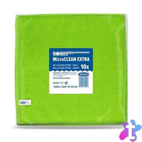 Törlőkendő, mikroszálas, univerzális, 10 db, 40x40 cm, BONUS "MicroCLEAN Extra", zöld