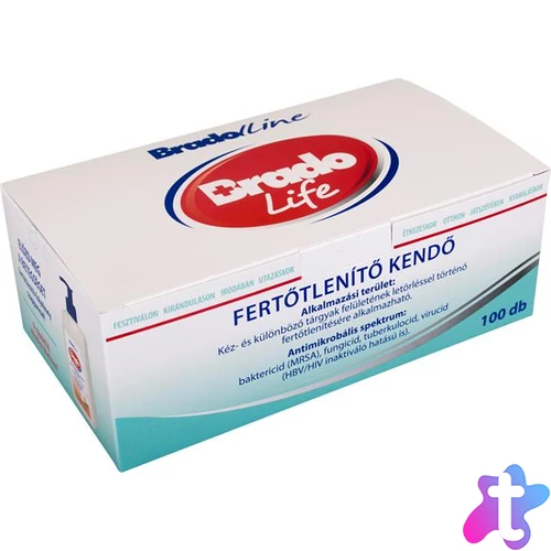 Fertőtlenítő kendő, 100 db, BRADOLIFE