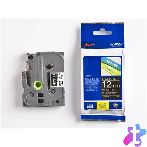 Feliratozógép szalag, 12 mm x 8 m, BROTHER, "TZe-335" fekete-fehér
