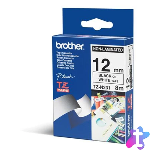 Feliratozógép szalag, matt, 12 mm x 8 m, BROTHER, "TZe-N231" fehér-fekete