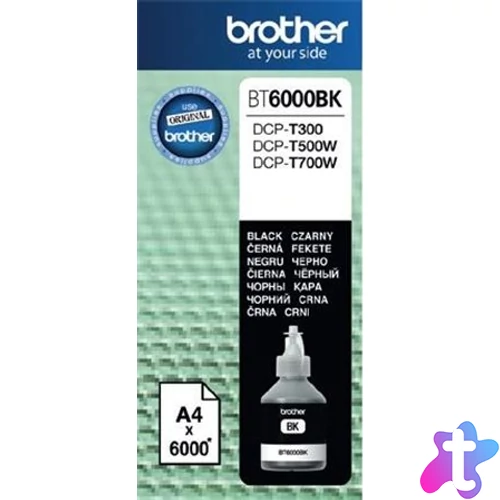 BT6000BK Tinta DCP T-300, 500W, 700W nyomtatókhoz, BROTHER, fekete, 6k