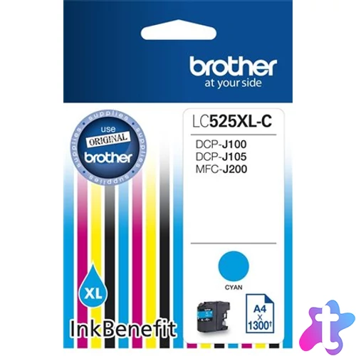 LC525XLC Tintapatron DCP-J100, J105 nyomtatókhoz, BROTHER, cián, 1300 oldal