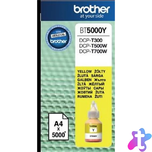 BT5000Y Tinta DCP T-300, 500W, 700W nyomtatókhoz, BROTHER, sárga, 5k