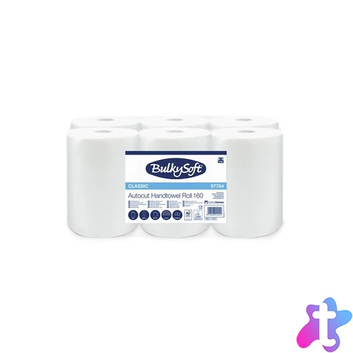 Kéztörlő, tekercses, 15,5 cm átmérő, 2 rétegű, BULKYSOFT "Universal System", hófehér